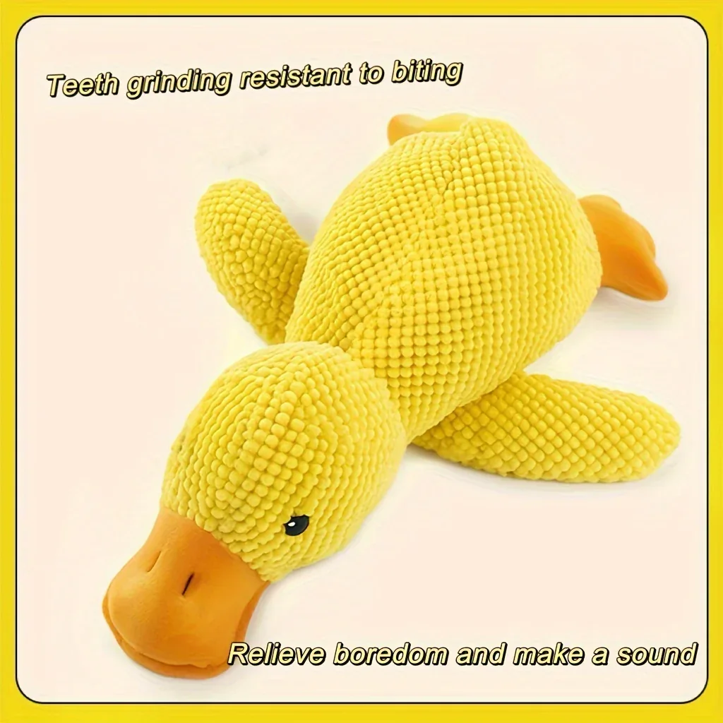 SweetS Large Dog Chew Toy - Heavy-Duty Plush Chew Proof Duck, Interactive Squeaker, for Puppies & Adult Dogs, Teeth Cleaning, No Batteries Needed, Safe for Aggressive Chewers - Ideal for Golden Retrievers, Corgis, Cats - Dura - Image 7