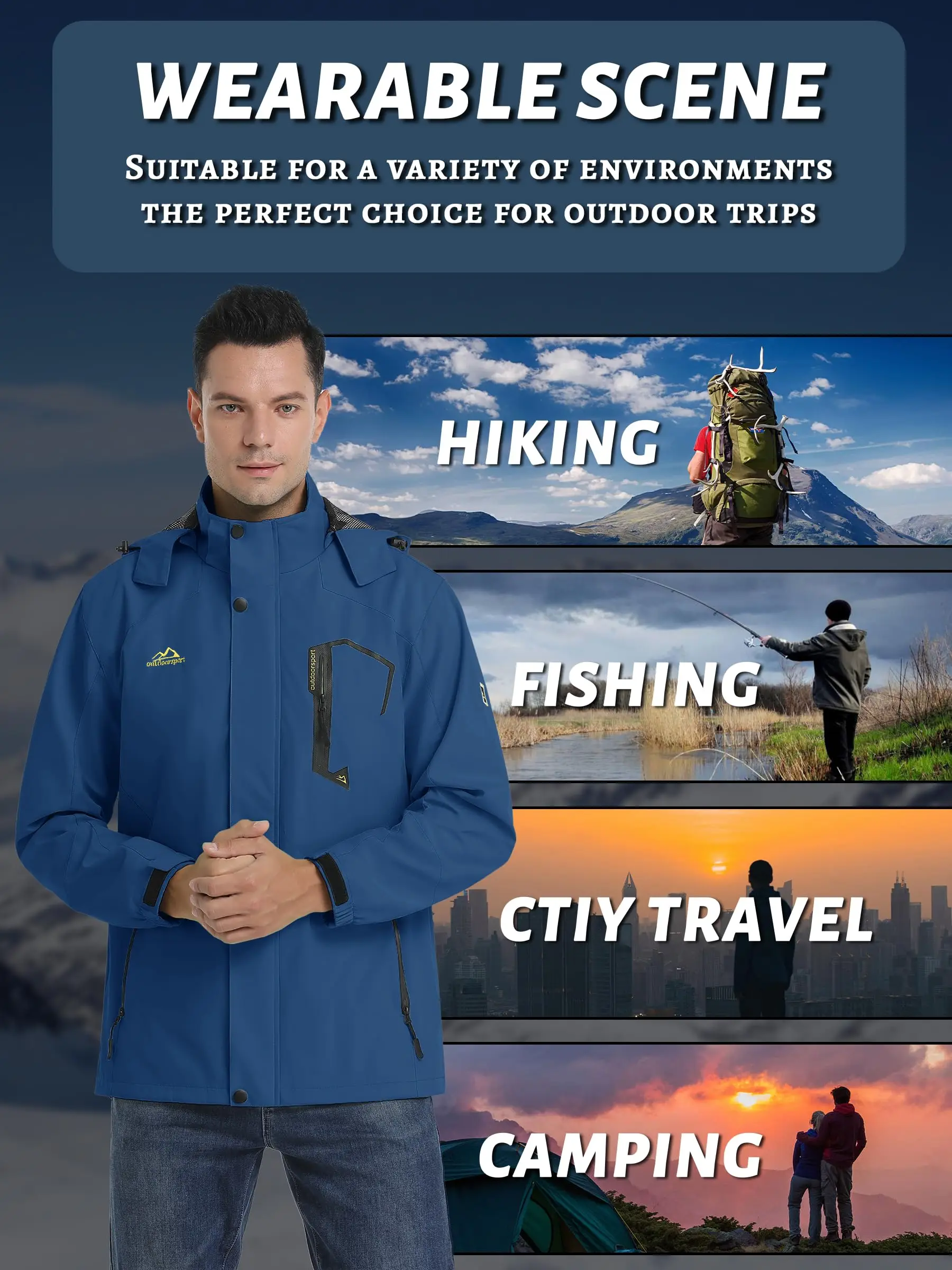 TACVASEN Spring Autumn Lightweight Jackets Mens Mesh Lined Waterproof Rain Jacket Outdoor Fishing Hiking Jacket Male Windbreaker - Image 15