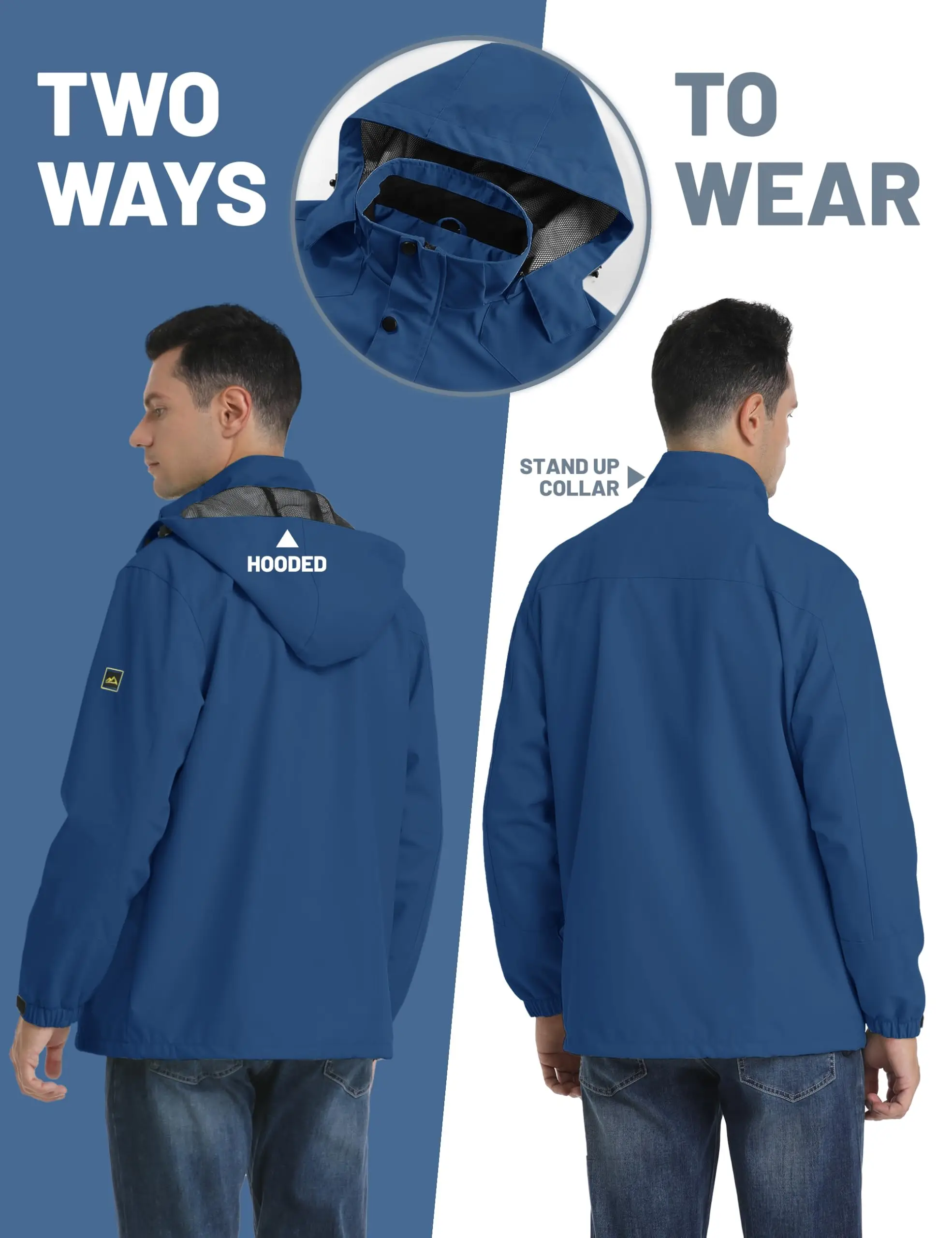 TACVASEN Spring Autumn Lightweight Jackets Mens Mesh Lined Waterproof Rain Jacket Outdoor Fishing Hiking Jacket Male Windbreaker - Image 16
