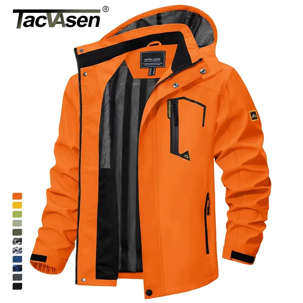 TACVASEN Spring Autumn Lightweight Jackets Mens Mesh Lined Waterproof Rain Jacket Outdoor Fishing Hiking Jacket Male Windbreaker - Image 2