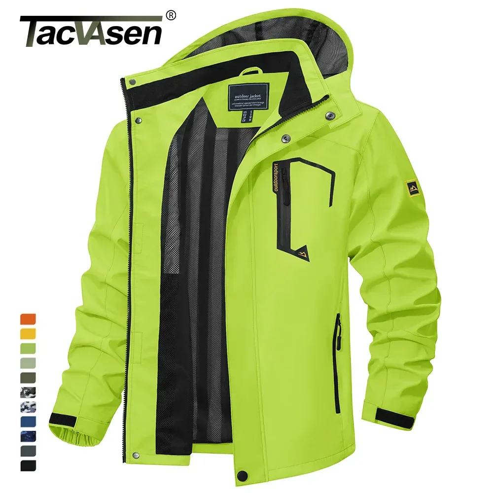 TACVASEN Spring Autumn Lightweight Jackets Mens Mesh Lined Waterproof Rain Jacket Outdoor Fishing Hiking Jacket Male Windbreaker - Image 3