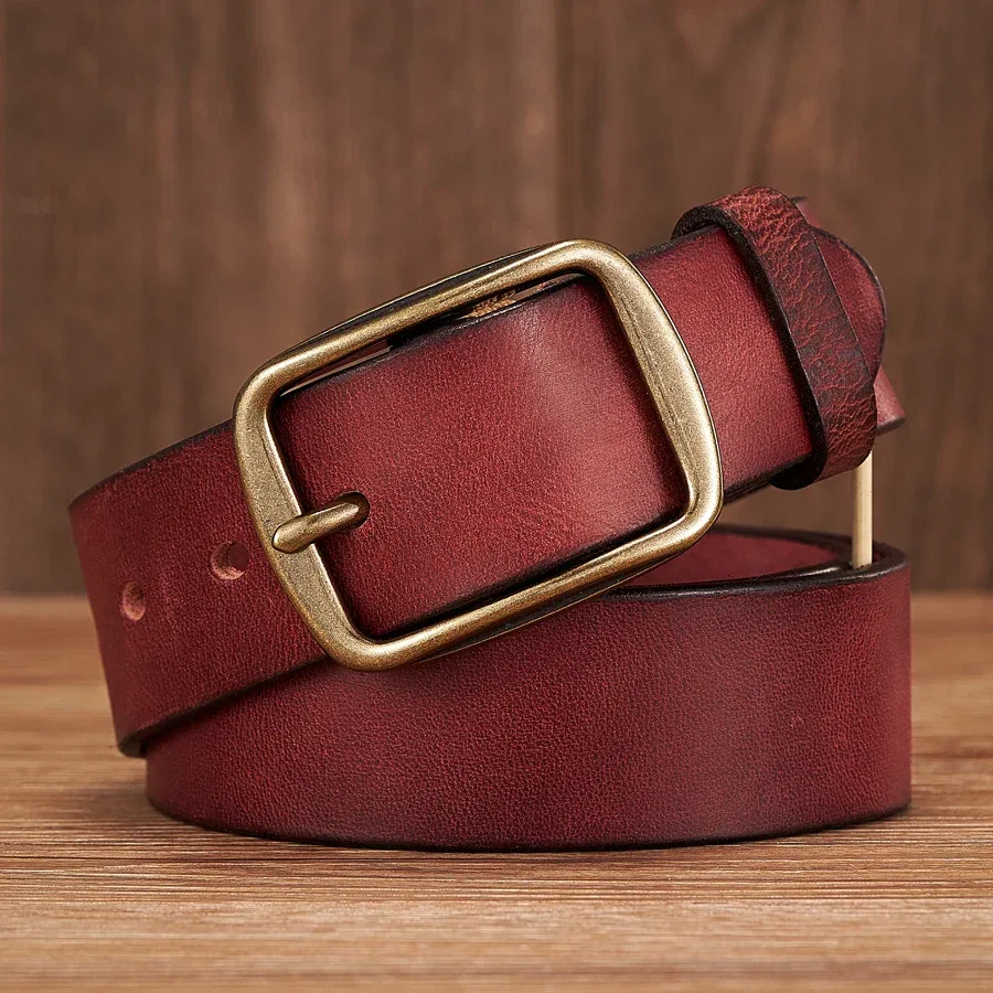 Thick Cowhide Copper Pin Buckle Real Genuine Leather Belt For Jeans Fashion Casual Belt Men Waistband Retro Luxury Male Strap - Image 15