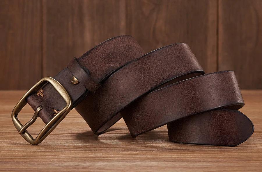 Thick Cowhide Copper Pin Buckle Real Genuine Leather Belt For Jeans Fashion Casual Belt Men Waistband Retro Luxury Male Strap - Image 16