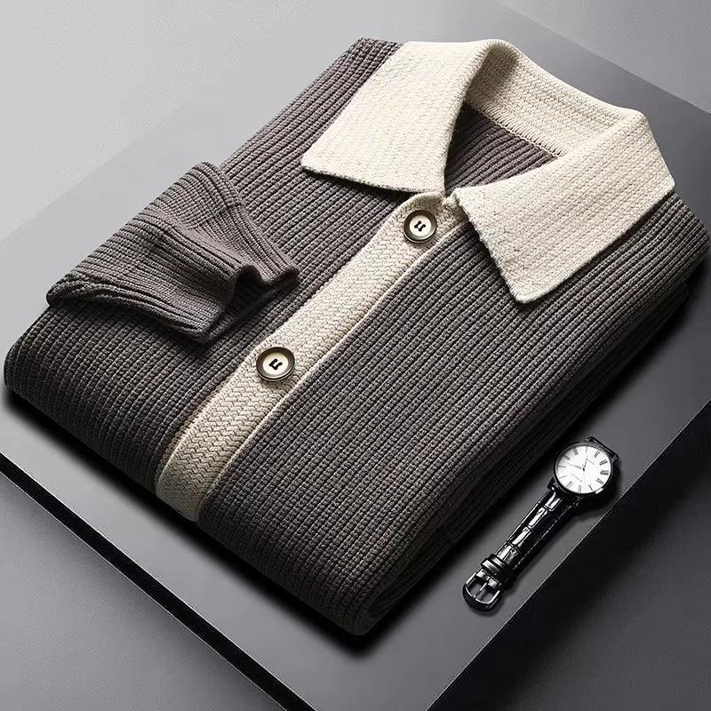Two-Tone Knit Button Cardigan - Image 4