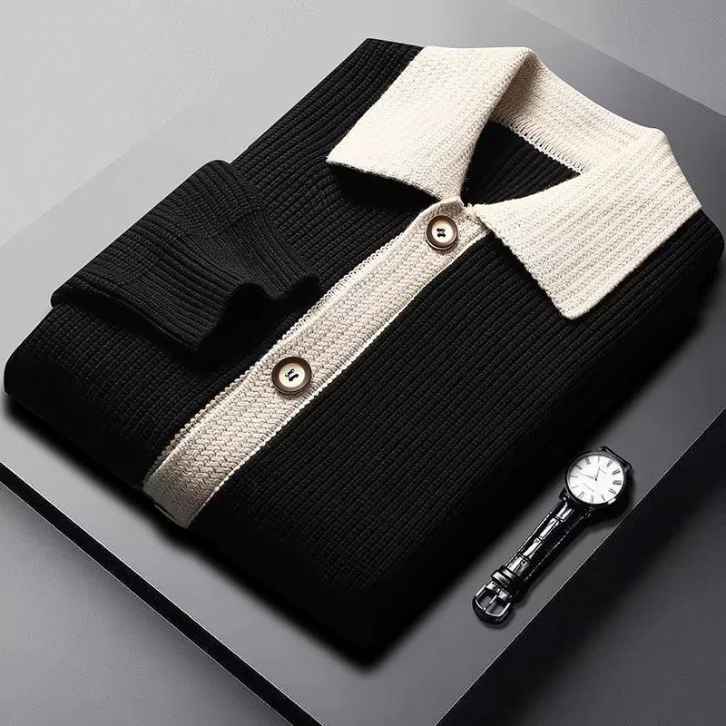 Two-Tone Knit Button Cardigan - Image 5