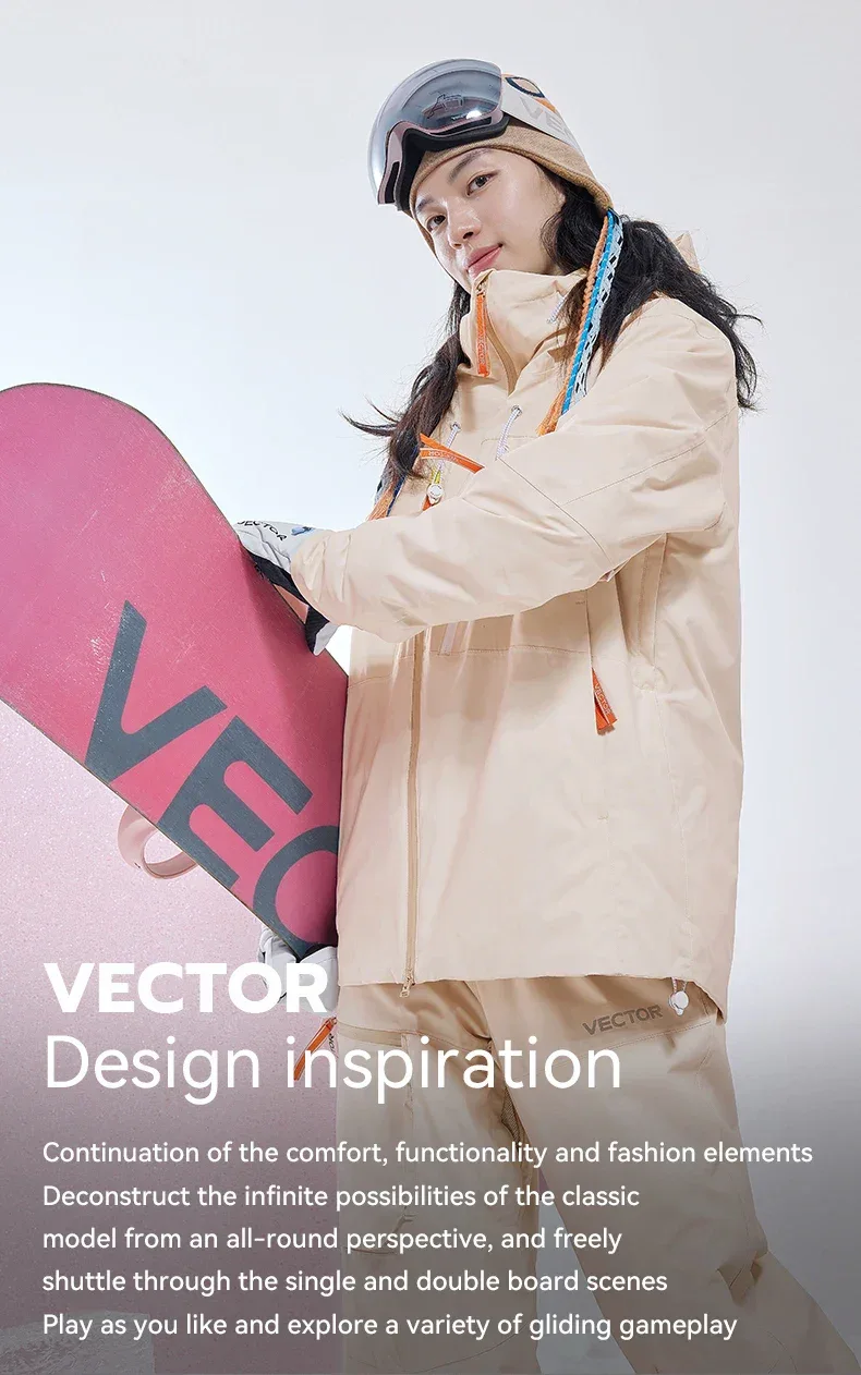 VECTOR Men and Women Cotton Contrast Skiing Top Waterproof and Durable Warm Snowboard Ski Double Board Single Board Outdoors - Image 10