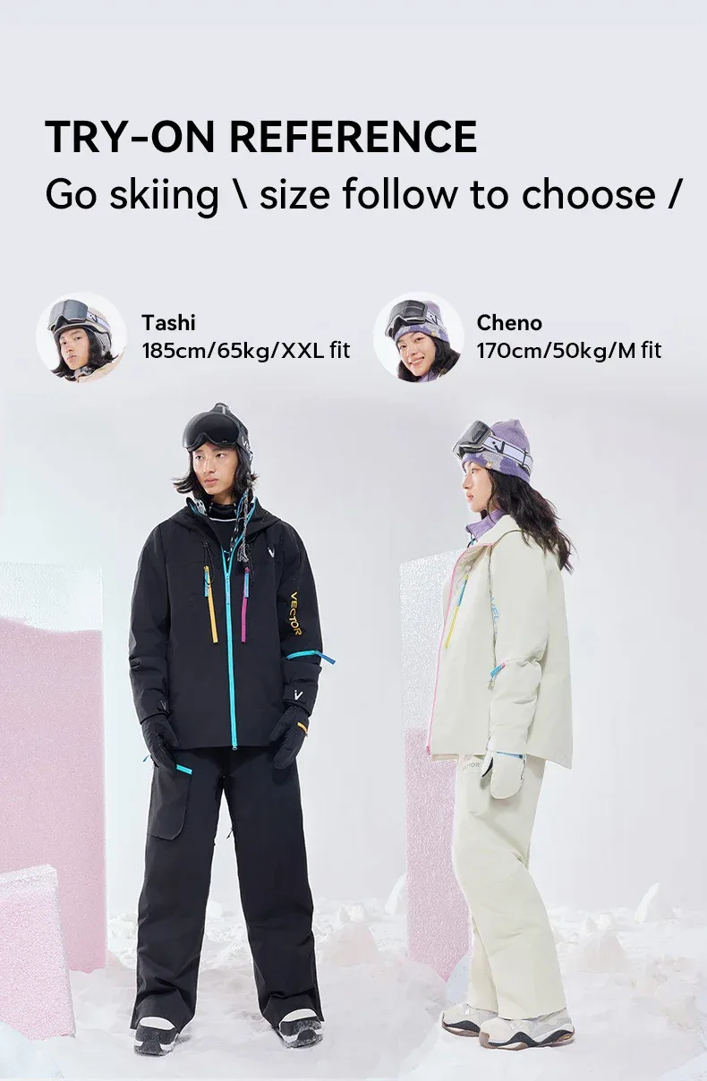 VECTOR Men and Women Cotton Contrast Skiing Top Waterproof and Durable Warm Snowboard Ski Double Board Single Board Outdoors - Image 15