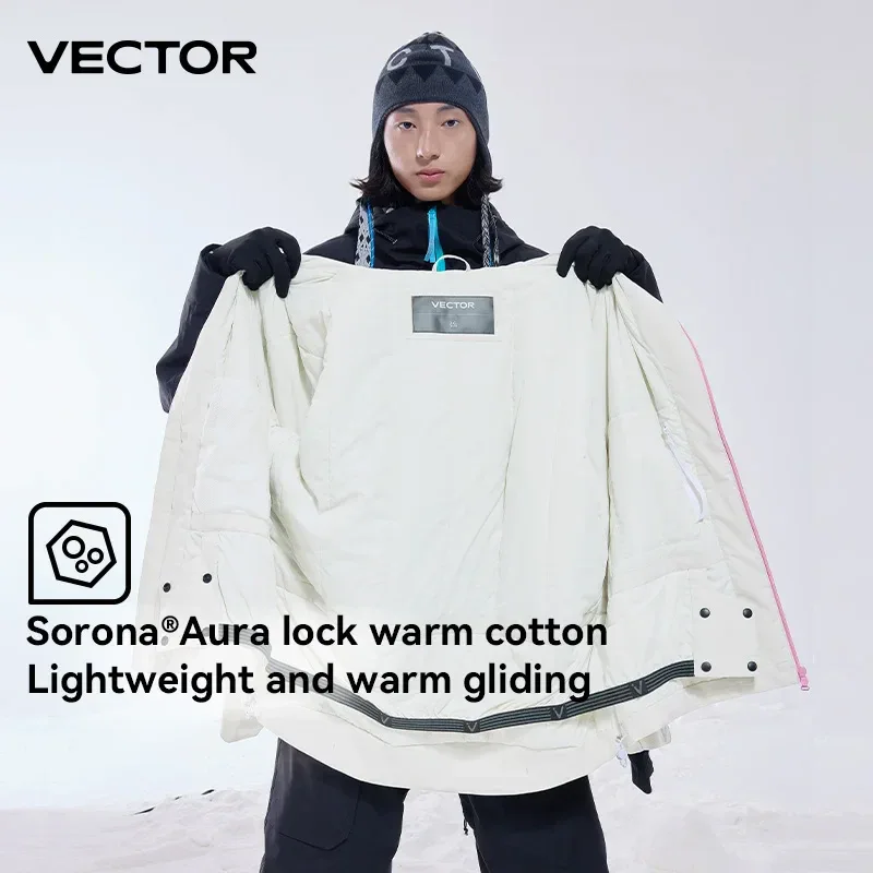 VECTOR Men and Women Cotton Contrast Skiing Top Waterproof and Durable Warm Snowboard Ski Double Board Single Board Outdoors - Image 3