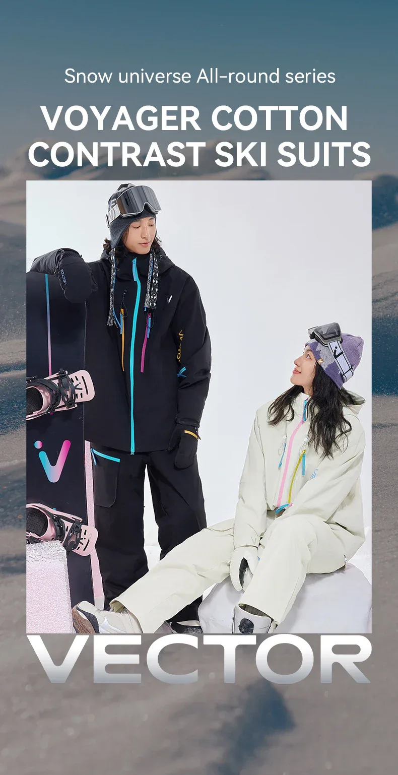 VECTOR Men and Women Cotton Contrast Skiing Top Waterproof and Durable Warm Snowboard Ski Double Board Single Board Outdoors - Image 7