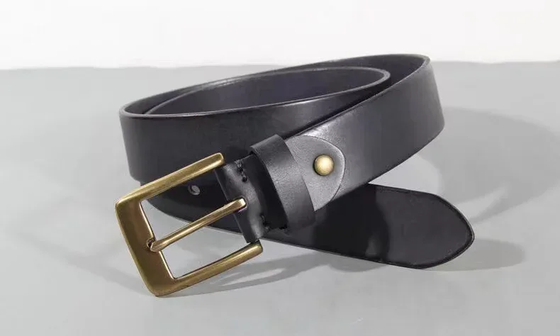 Vintage Luxury Handmade Leather Copper Buckle Man's Belt Cinturon Gotico Cowhide Retro All-match Casual Jeans Soft Belt ABC - Image 15