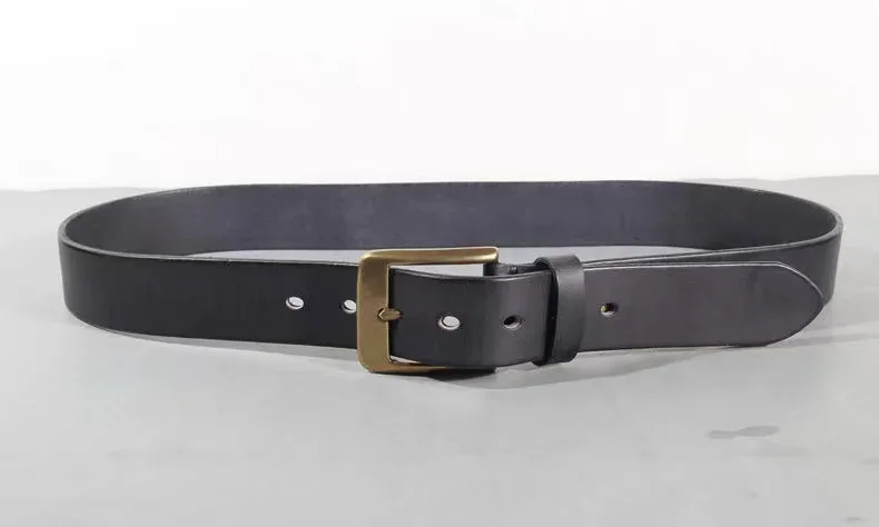 Vintage Luxury Handmade Leather Copper Buckle Man's Belt Cinturon Gotico Cowhide Retro All-match Casual Jeans Soft Belt ABC - Image 16