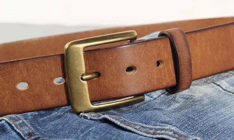 Vintage Luxury Handmade Leather Copper Buckle Man's Belt Cinturon Gotico Cowhide Retro All-match Casual Jeans Soft Belt ABC - Image 17