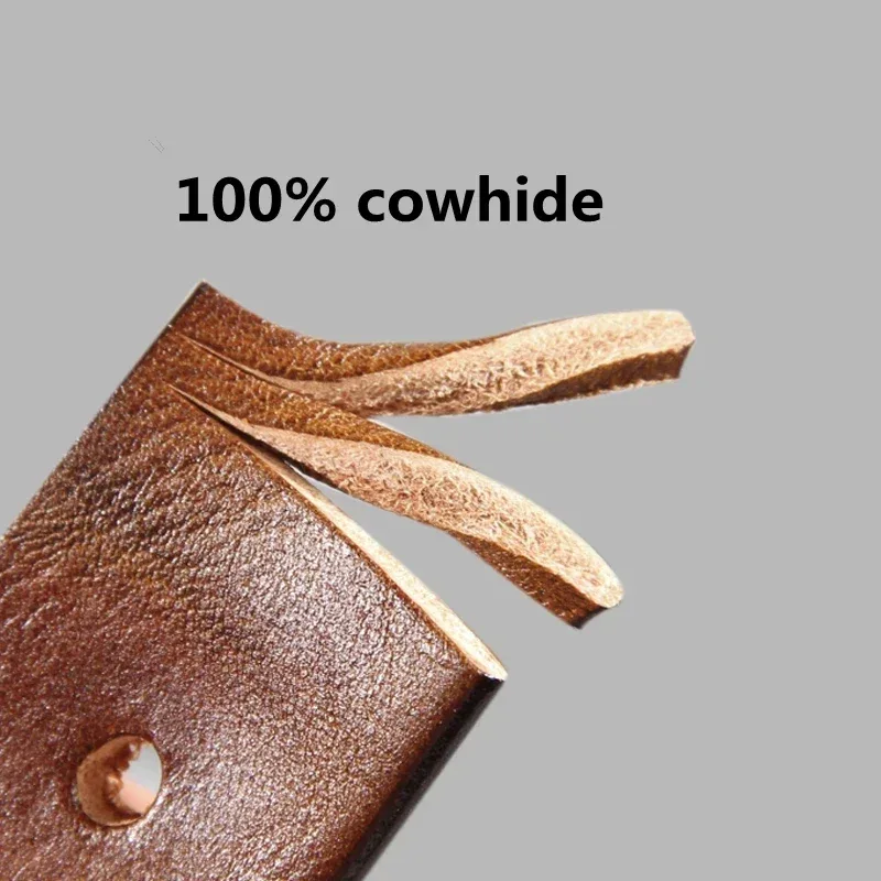 Vintage Luxury Handmade Leather Copper Buckle Man's Belt Cinturon Gotico Cowhide Retro All-match Casual Jeans Soft Belt ABC - Image 5