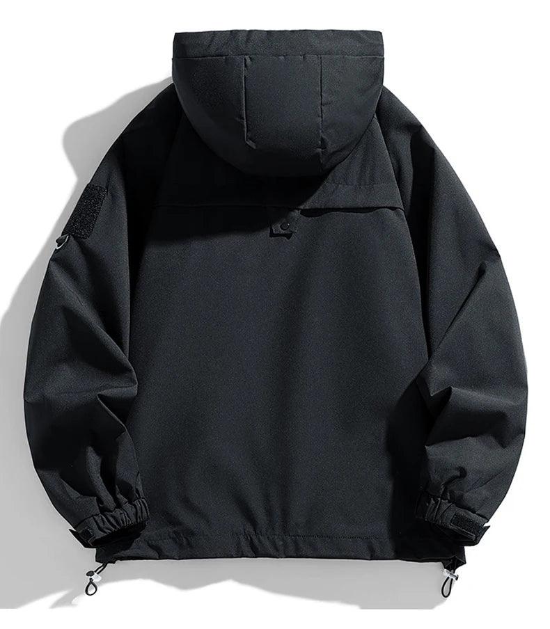 Windbreakers Men Hooded Jacket Zipper Coat Cargo Waterproof Black Bomber Camping Loose Thin Softshell Hooded Hiking Jacket - Image 10