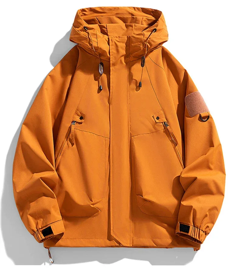 Windbreakers Men Hooded Jacket Zipper Coat Cargo Waterproof Black Bomber Camping Loose Thin Softshell Hooded Hiking Jacket - Image 13