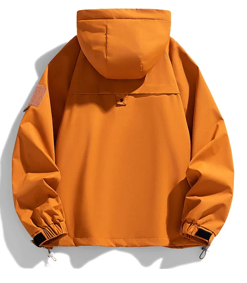 Windbreakers Men Hooded Jacket Zipper Coat Cargo Waterproof Black Bomber Camping Loose Thin Softshell Hooded Hiking Jacket - Image 14