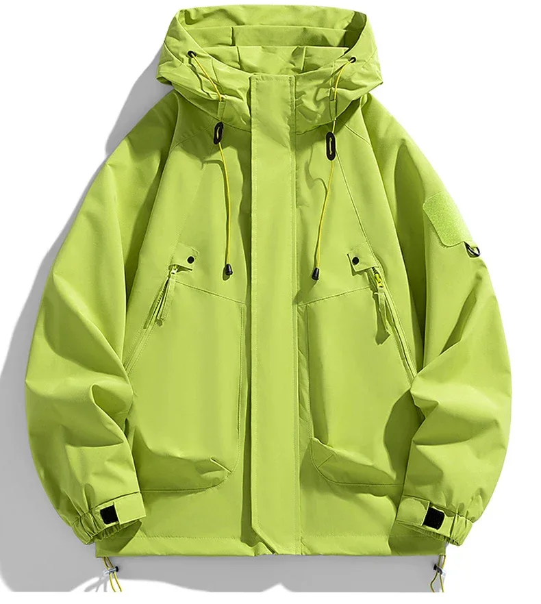 Windbreakers Men Hooded Jacket Zipper Coat Cargo Waterproof Black Bomber Camping Loose Thin Softshell Hooded Hiking Jacket - Image 15