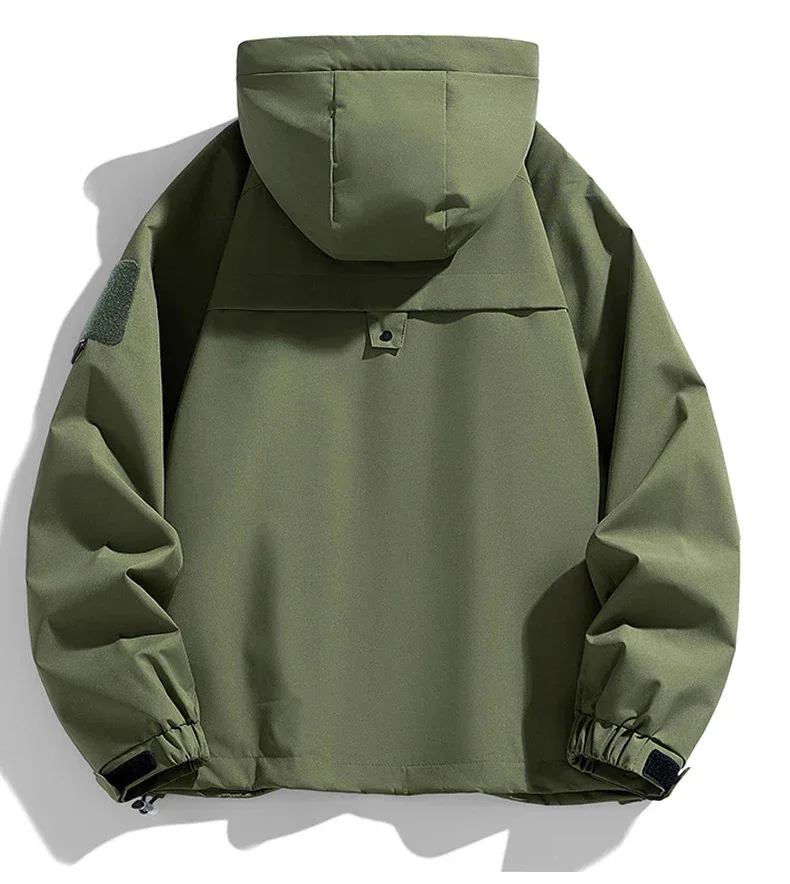 Windbreakers Men Hooded Jacket Zipper Coat Cargo Waterproof Black Bomber Camping Loose Thin Softshell Hooded Hiking Jacket - Image 18