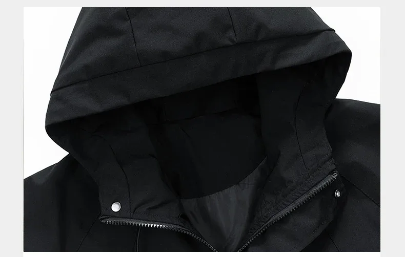 Windbreakers Men Hooded Jacket Zipper Coat Cargo Waterproof Black Bomber Camping Loose Thin Softshell Hooded Hiking Jacket - Image 19