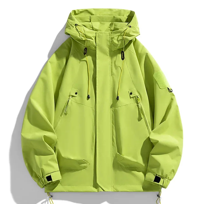 Windbreakers Men Hooded Jacket Zipper Coat Cargo Waterproof Black Bomber Camping Loose Thin Softshell Hooded Hiking Jacket - Image 26