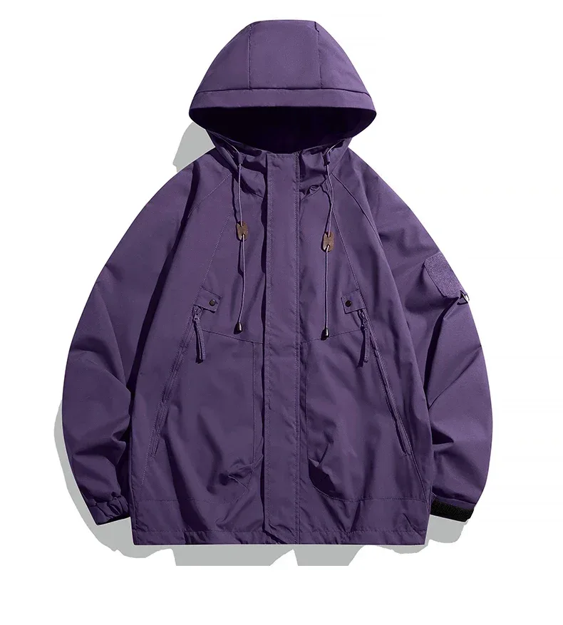 Windbreakers Men Hooded Jacket Zipper Coat Cargo Waterproof Black Bomber Camping Loose Thin Softshell Hooded Hiking Jacket - Image 27