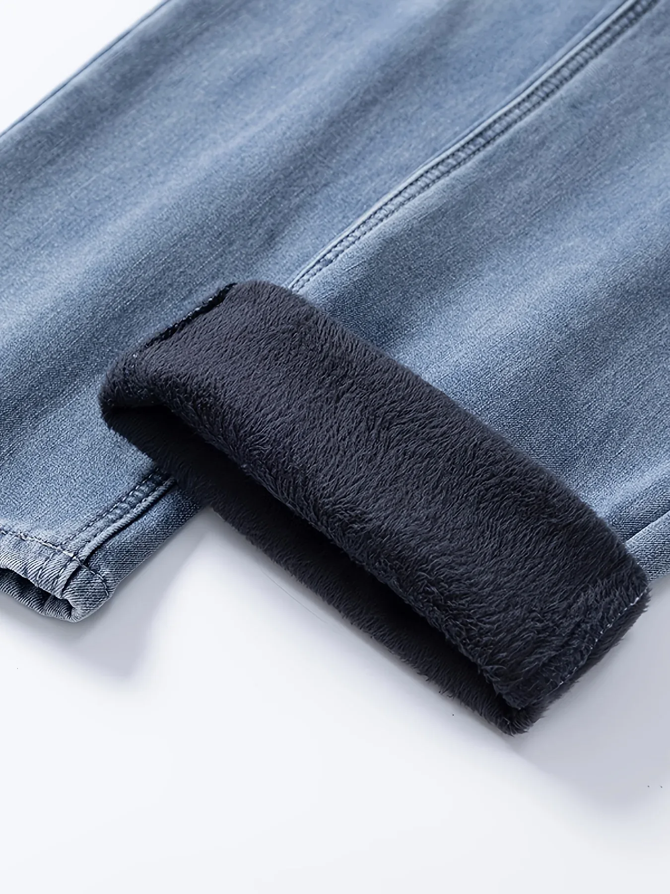 Winter New Arrival Fleece-Lined Thickened Minimalist Stretch blue trousers, long pants - Image 13