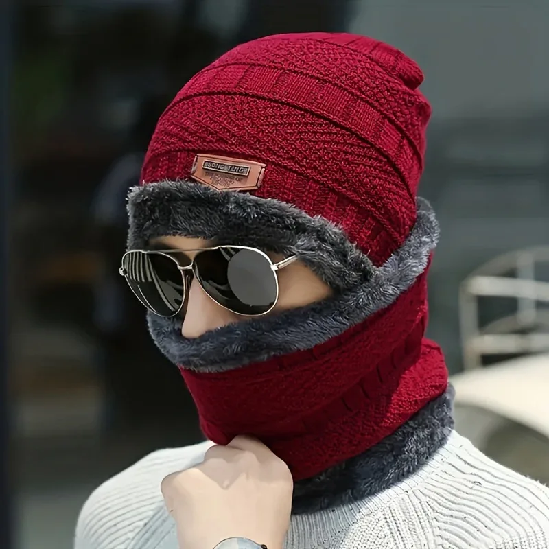 Winter Thicken Men And Women General Warm Beanie + Soft Scarf Warm Set, Ideal choice for Gifts