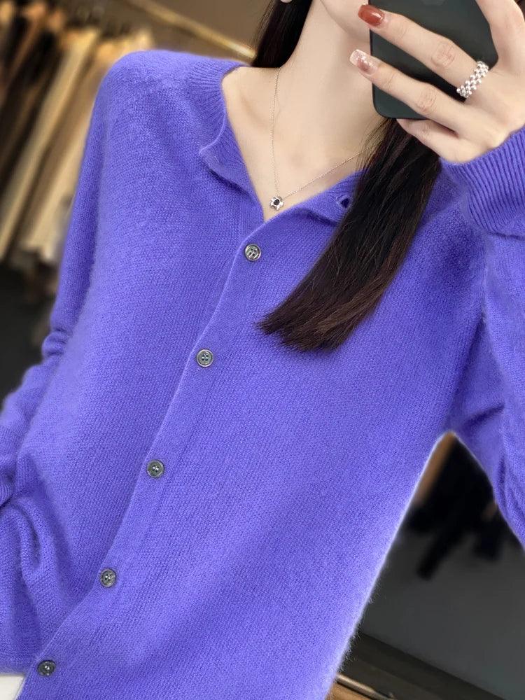 Women Cashmere Sweater 100% Merino Wool Knitted Cardigan Autumn Winter Knitwear O-Neck Female Solid Color Casual Fashion Top - Image 10