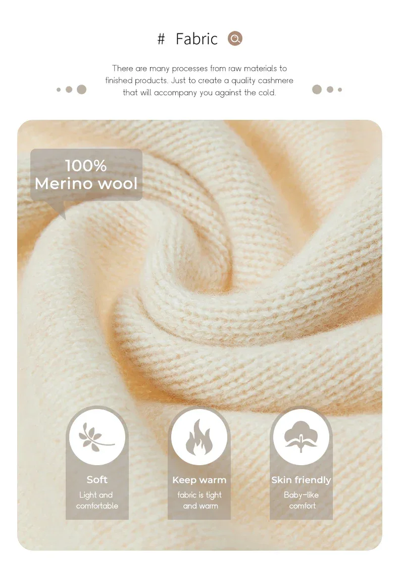 Women Cashmere Sweater 100% Merino Wool Knitted Cardigan Autumn Winter Knitwear O-Neck Female Solid Color Casual Fashion Top - Image 6