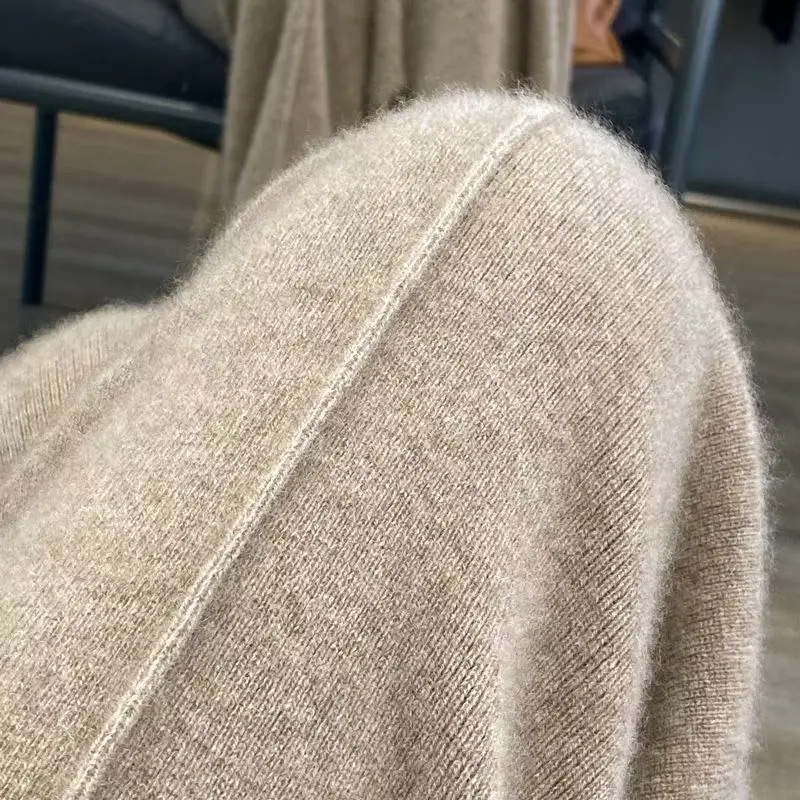 Women Merino Wool Knitted Wide Leg Pants Autumn Winter Basic Soft Warm Cashmere Knit Trousers Casual Simple Style Korean - Image 12