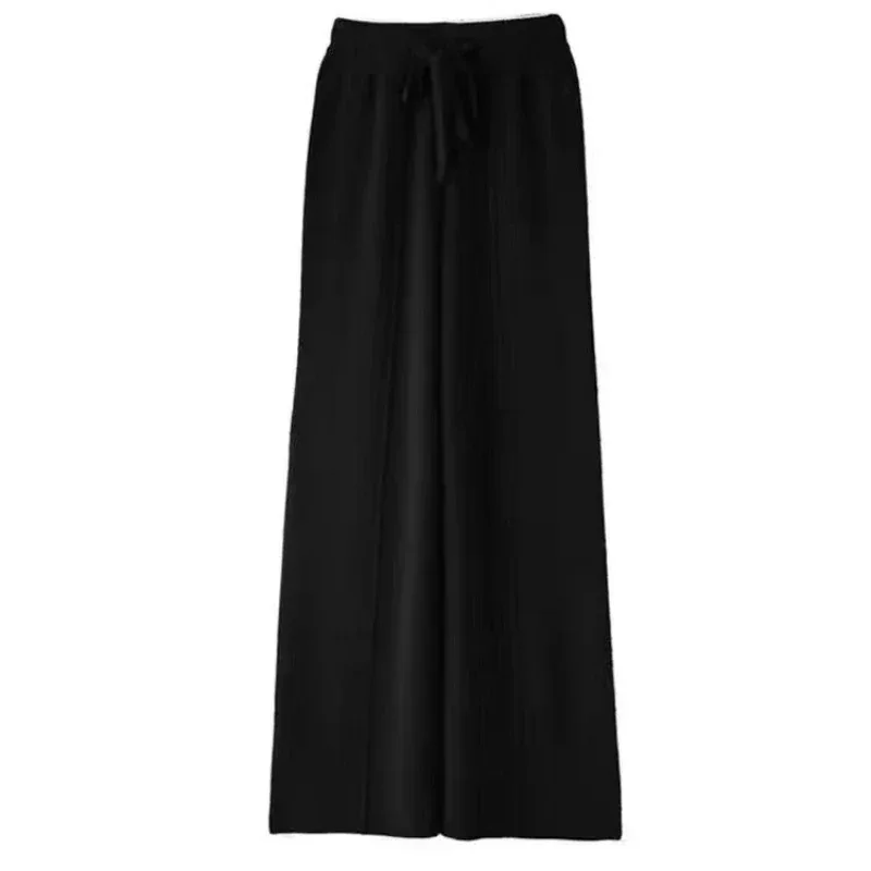 Women Merino Wool Knitted Wide Leg Pants Autumn Winter Basic Soft Warm Cashmere Knit Trousers Casual Simple Style Korean - Image 19