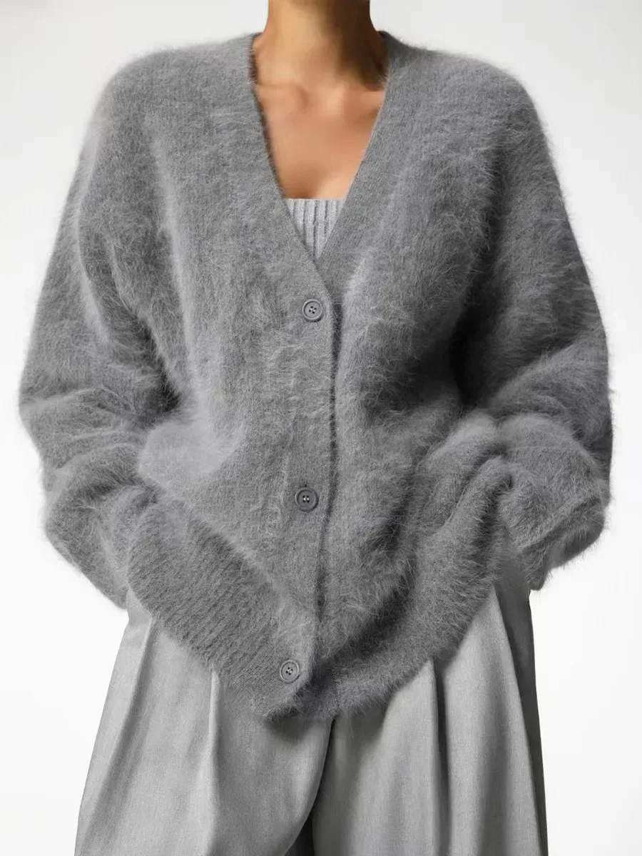 Women's Cardigans Korean Fashion V-neck Sweater Coat Long Sleeve Oversized Sweater Female Buttons Solid Knitted Jacket Women - Image 24