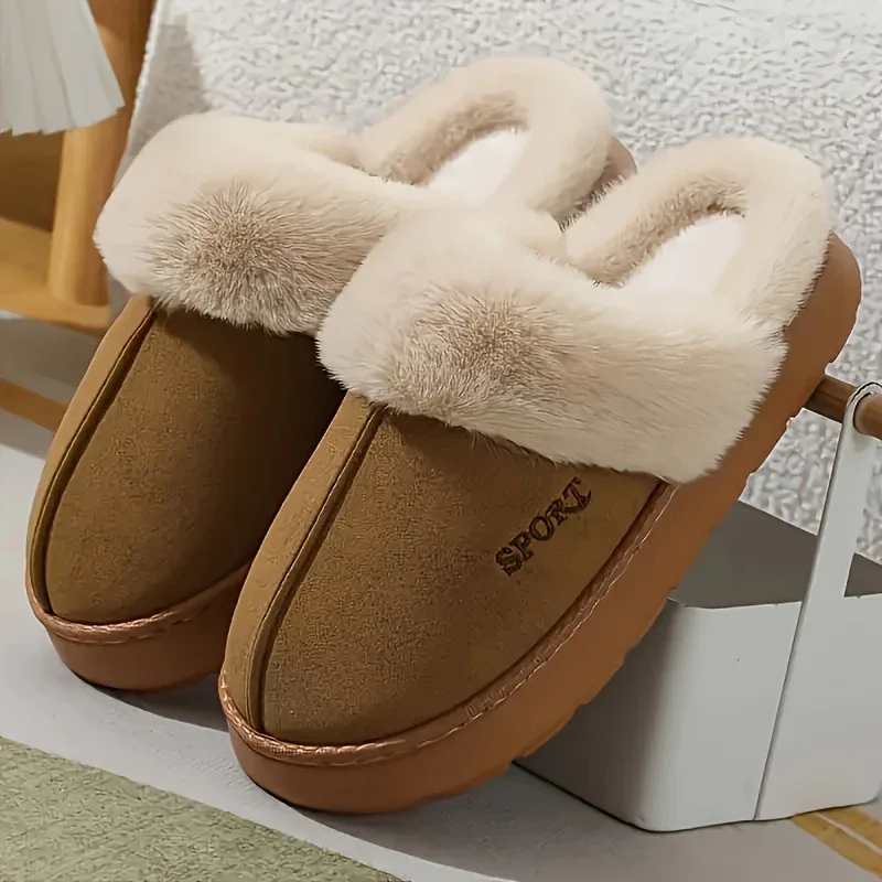 Women'S Cozy Fleece-Lined Slip-On Slippers - Soft Plush Indoor/Outdoor Shoes with EVA Sole, Warm Winter Footwear for Couples, Perfect Gift Idea, Indoor Slippers | Plush Lined Slippers | EVA Sole Slippers, Slippers for Feet - Image 10