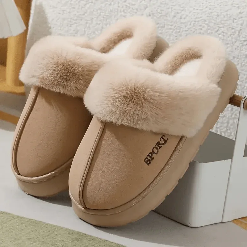 Women'S Cozy Fleece-Lined Slip-On Slippers - Soft Plush Indoor/Outdoor Shoes with EVA Sole, Warm Winter Footwear for Couples, Perfect Gift Idea, Indoor Slippers | Plush Lined Slippers | EVA Sole Slippers, Slippers for Feet - Image 11