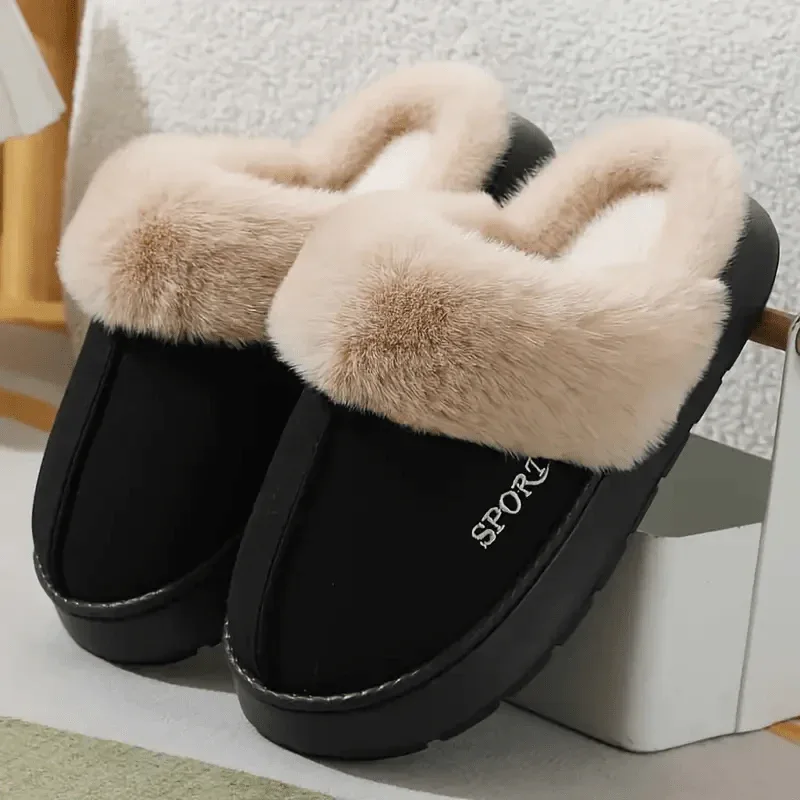 Women'S Cozy Fleece-Lined Slip-On Slippers - Soft Plush Indoor/Outdoor Shoes with EVA Sole, Warm Winter Footwear for Couples, Perfect Gift Idea, Indoor Slippers | Plush Lined Slippers | EVA Sole Slippers, Slippers for Feet - Image 12