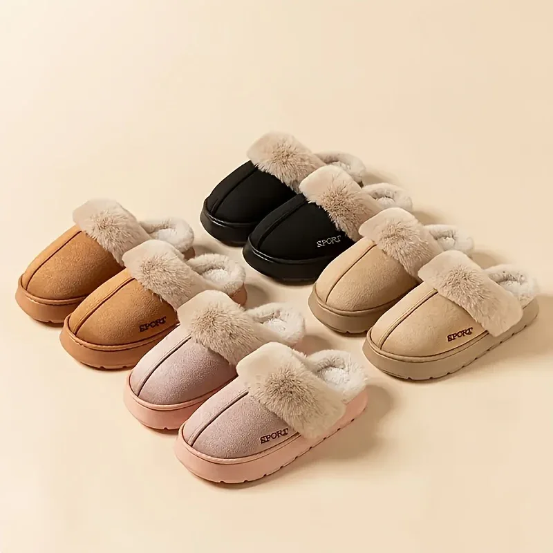 Women'S Cozy Fleece-Lined Slip-On Slippers - Soft Plush Indoor/Outdoor Shoes with EVA Sole, Warm Winter Footwear for Couples, Perfect Gift Idea, Indoor Slippers | Plush Lined Slippers | EVA Sole Slippers, Slippers for Feet - Image 3