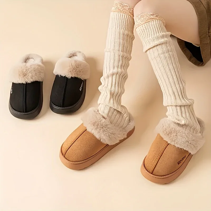 Women'S Cozy Fleece-Lined Slip-On Slippers - Soft Plush Indoor/Outdoor Shoes with EVA Sole, Warm Winter Footwear for Couples, Perfect Gift Idea, Indoor Slippers | Plush Lined Slippers | EVA Sole Slippers, Slippers for Feet - Image 6