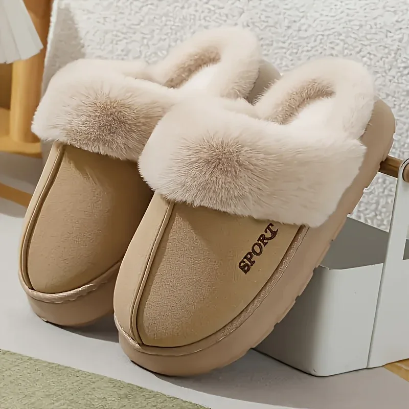 Women'S Cozy Fleece-Lined Slip-On Slippers - Soft Plush Indoor/Outdoor Shoes with EVA Sole, Warm Winter Footwear for Couples, Perfect Gift Idea, Indoor Slippers | Plush Lined Slippers | EVA Sole Slippers, Slippers for Feet - Image 7