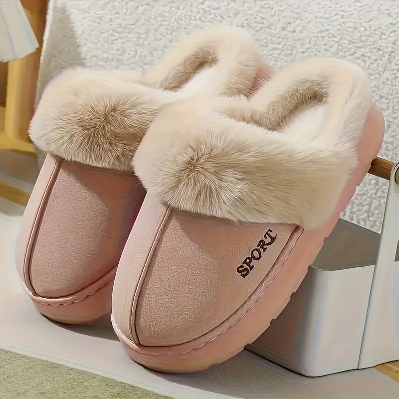 Women'S Cozy Fleece-Lined Slip-On Slippers - Soft Plush Indoor/Outdoor Shoes with EVA Sole, Warm Winter Footwear for Couples, Perfect Gift Idea, Indoor Slippers | Plush Lined Slippers | EVA Sole Slippers, Slippers for Feet - Image 8