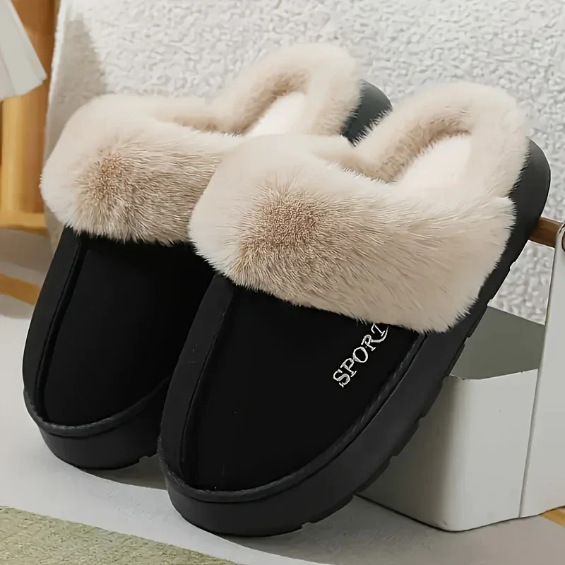 Women'S Cozy Fleece-Lined Slip-On Slippers - Soft Plush Indoor/Outdoor Shoes with EVA Sole, Warm Winter Footwear for Couples, Perfect Gift Idea, Indoor Slippers | Plush Lined Slippers | EVA Sole Slippers, Slippers for Feet - Image 9