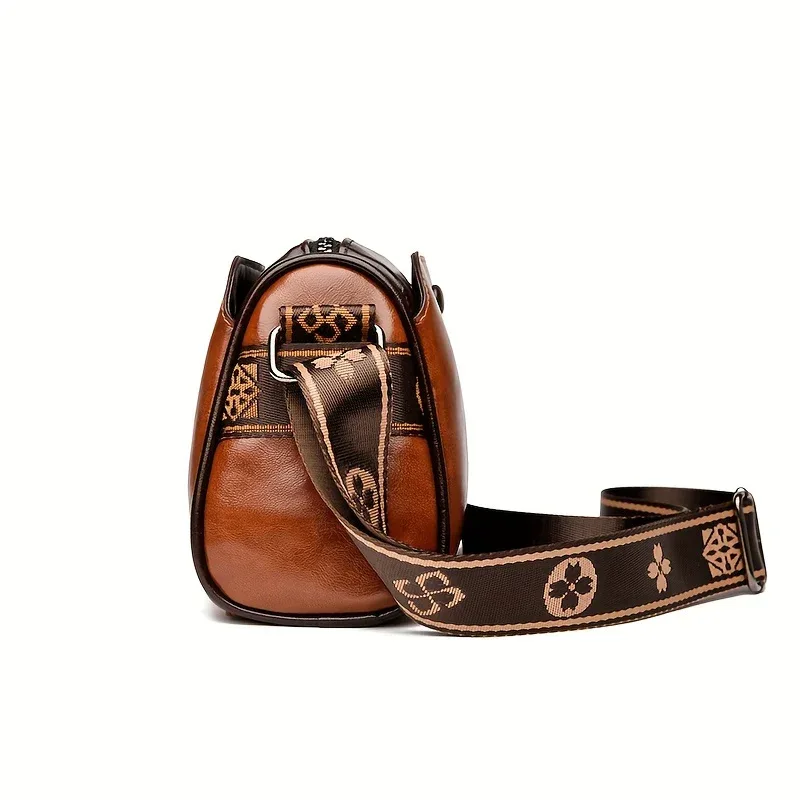 Women'S Crossbody Bag, Solid Color Pillow-Shaped Shoulder Bag with Adjustable Strap, Zipper Closure, Polyester Lining, Edge Paint Detail - Image 2