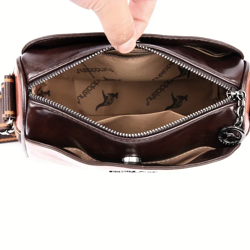 Women'S Crossbody Bag, Solid Color Pillow-Shaped Shoulder Bag with Adjustable Strap, Zipper Closure, Polyester Lining, Edge Paint Detail - Image 4