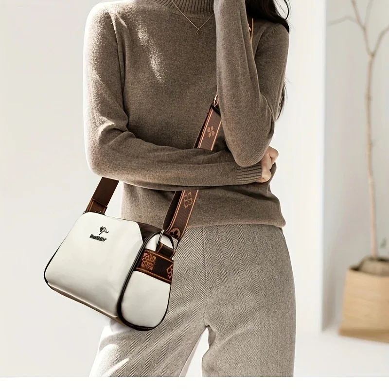Women'S Crossbody Bag, Solid Color Pillow-Shaped Shoulder Bag with Adjustable Strap, Zipper Closure, Polyester Lining, Edge Paint Detail - Image 5