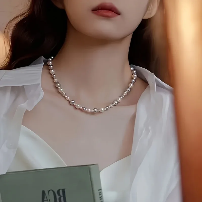 Women'S Elegant Freshwater Pearl Necklace with Shell - Classic Bohemian Style, Versatile Accessory for Daily Wear and Parties, Perfect Valentine'S Day Gift, All-Season Freshwater Pearls Necklace - Image 5