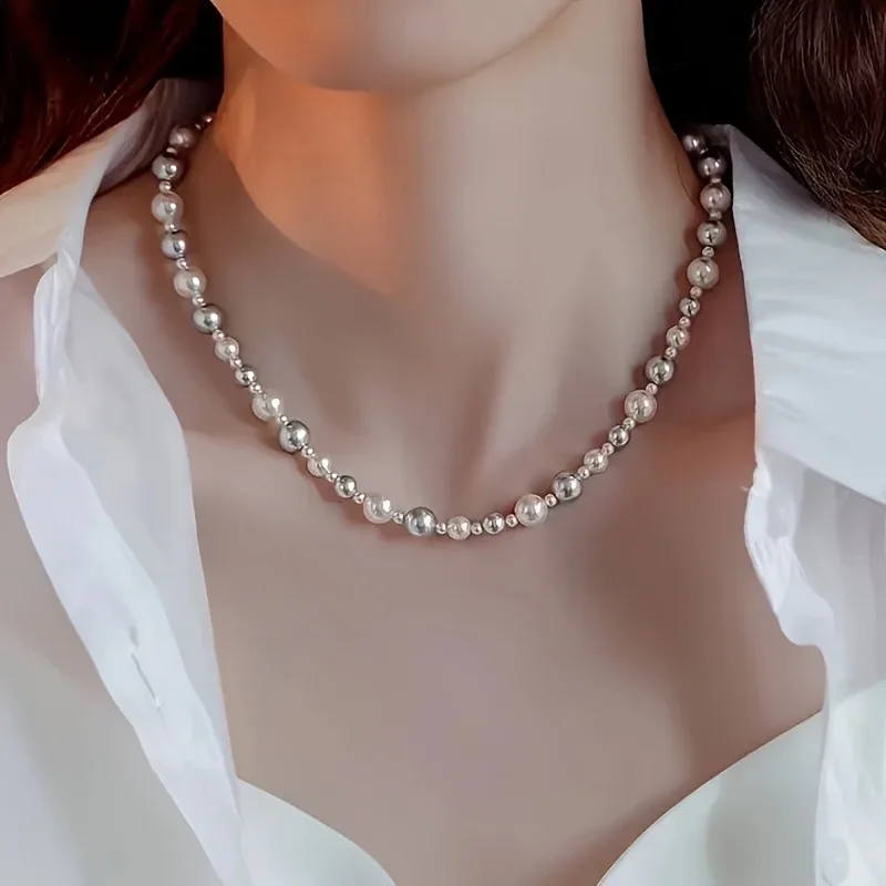 Women'S Elegant Freshwater Pearl Necklace with Shell - Classic Bohemian Style, Versatile Accessory for Daily Wear and Parties, Perfect Valentine'S Day Gift, All-Season Freshwater Pearls Necklace - Image 6