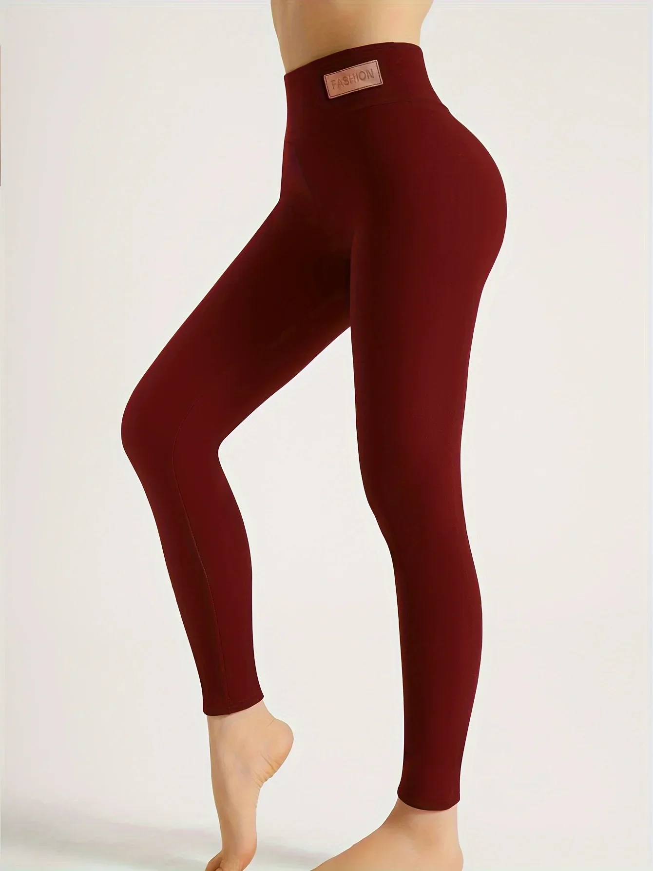 Women's High-Waisted Thickened Warm Yoga Leggings - Full-Length (7/8) Tummy Control Slim-Fit Pants with Elastic Waistband, All-Season Workout & Gym Pants for Pilates,, Casual Wear - Solid Color (Black/Dark Grey/Navy) - Image 28
